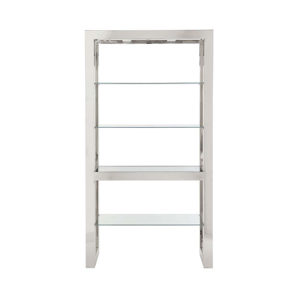 Contemporary display etagere from steel and glass
