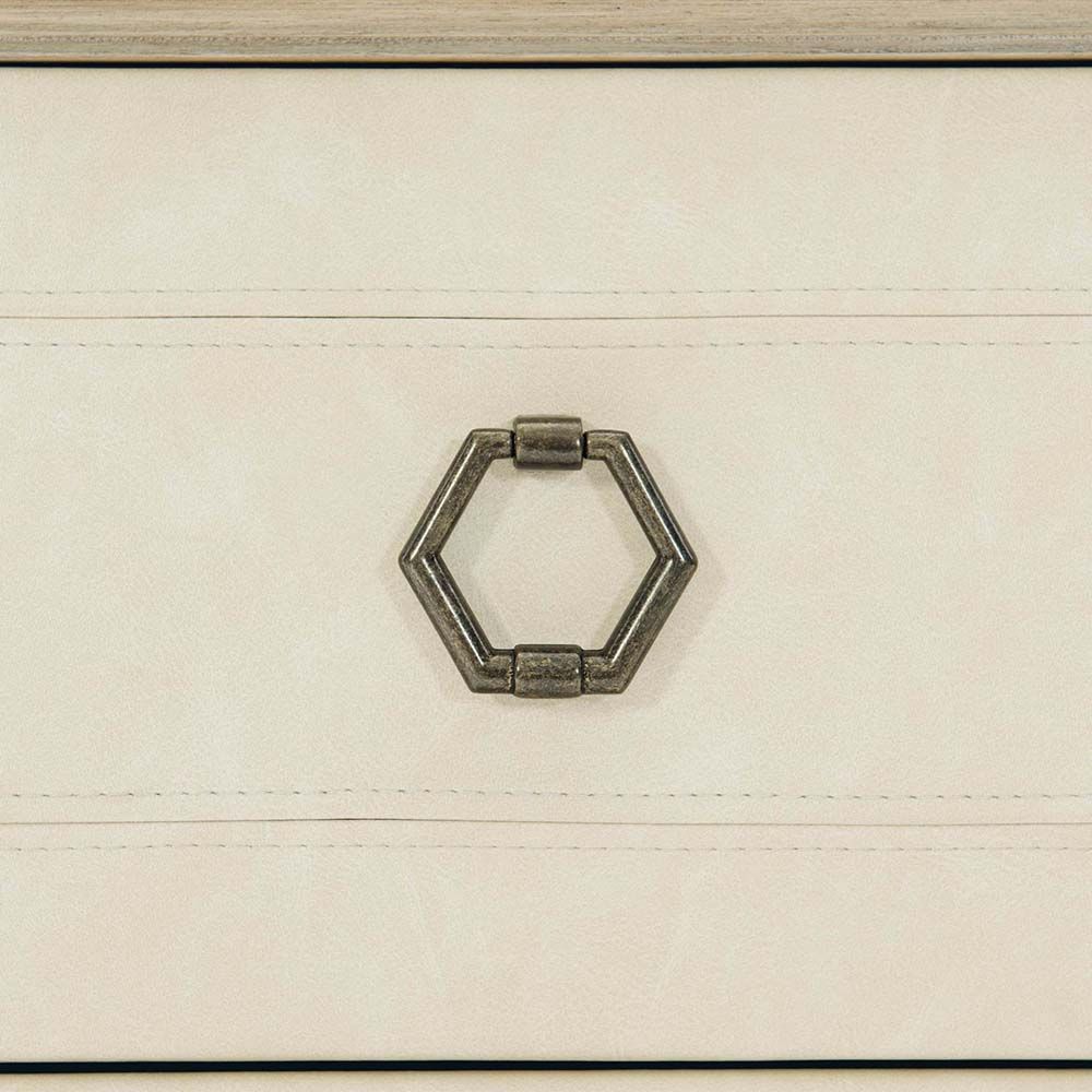 Upholstered, contrasting dresser with 8 drawers