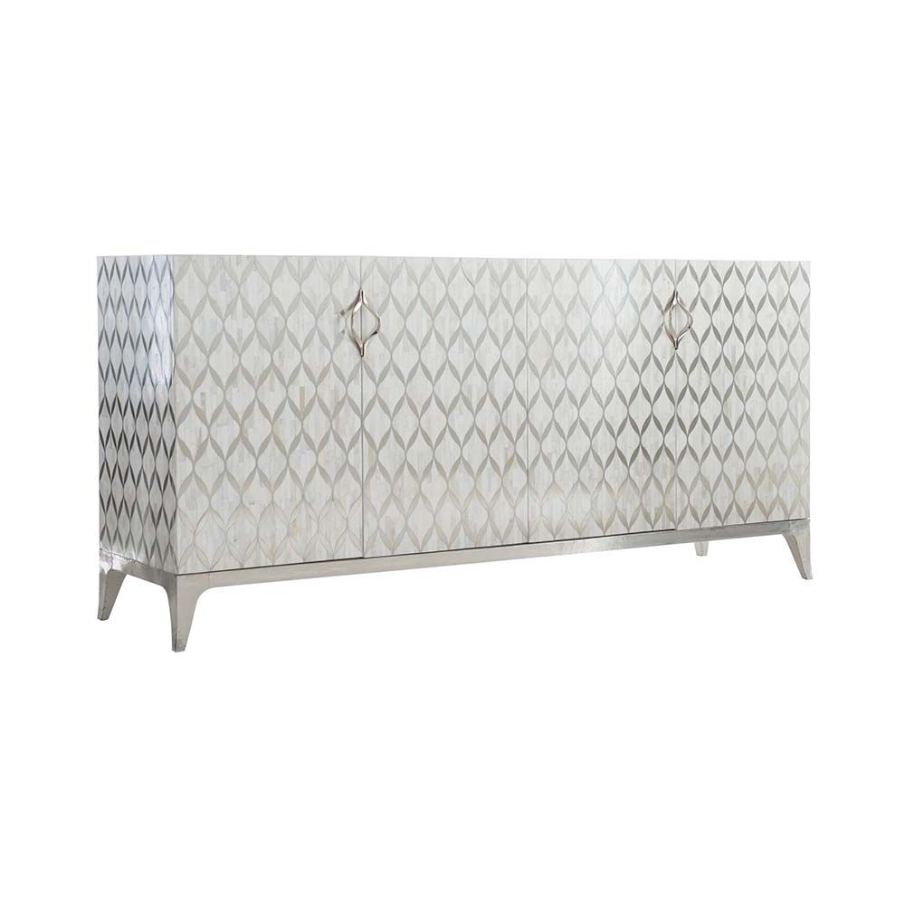 An opulent sideboard with silver inlaid pattern
