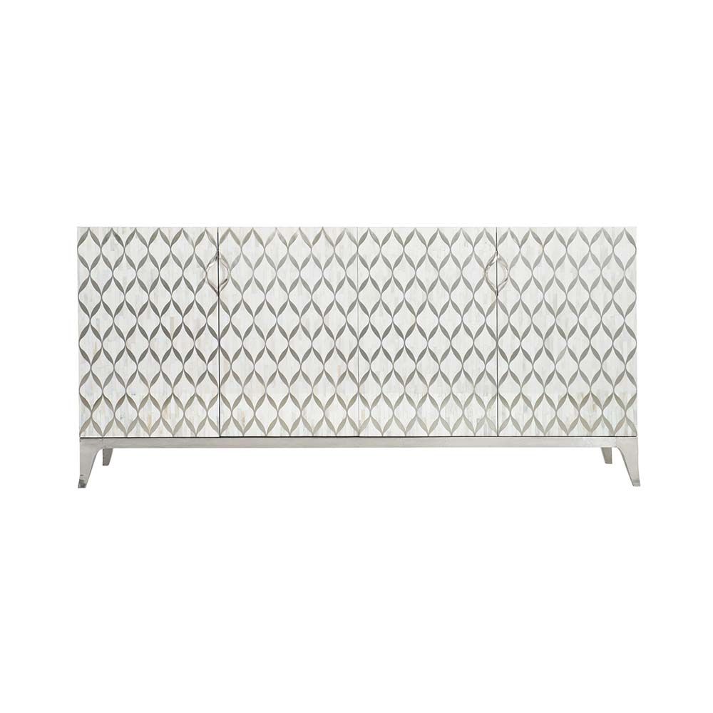 An opulent sideboard with silver inlaid pattern