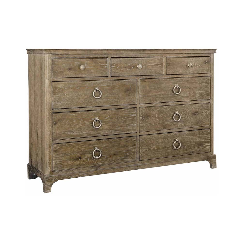 9 drawer dresser in a dark finish ready for any rustic interior.