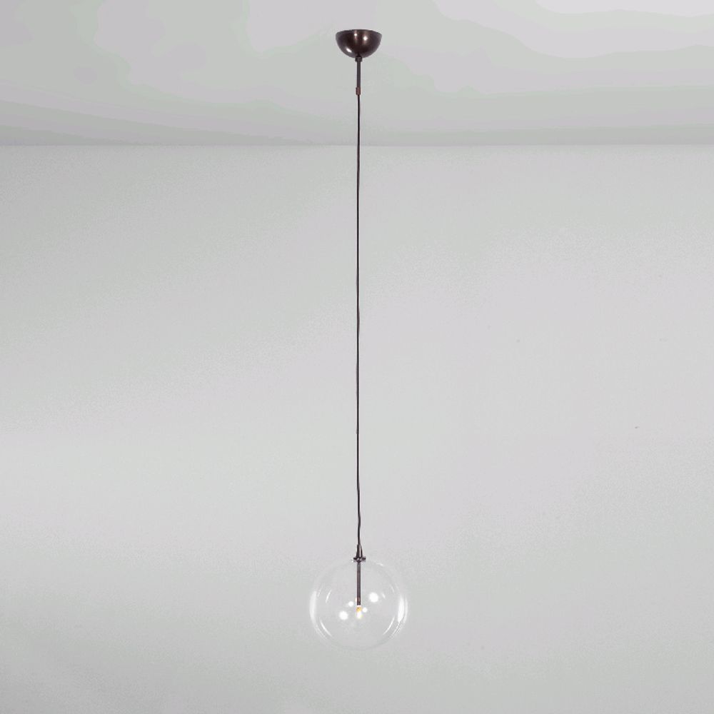 Black gunmetal industrial ceiling pendant light with clear glass globe lampshade