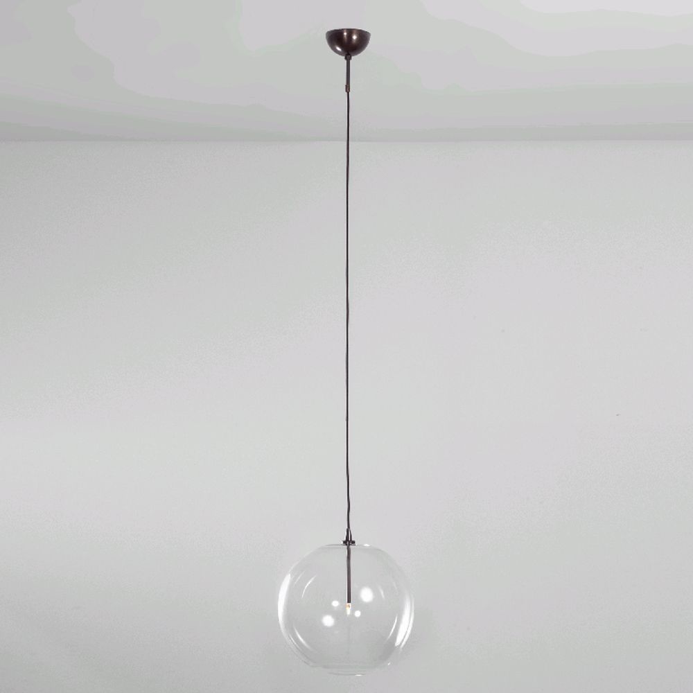 Black gunmetal industrial ceiling pendant light with clear glass globe lampshade