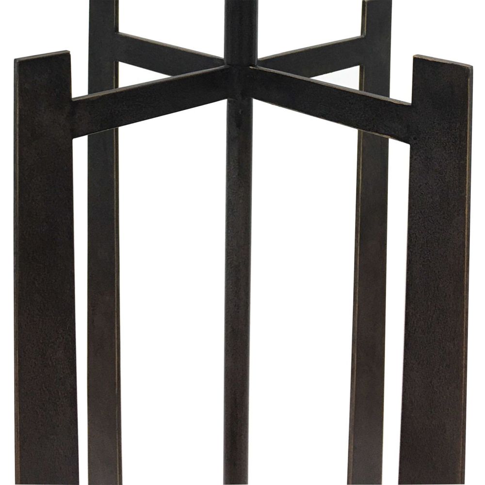 Contemporary dark oak finished floor lamp with natural linen shade