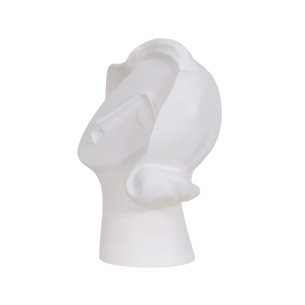 A contemporary and abstract cubism-inspired lady face art deco sculpture 