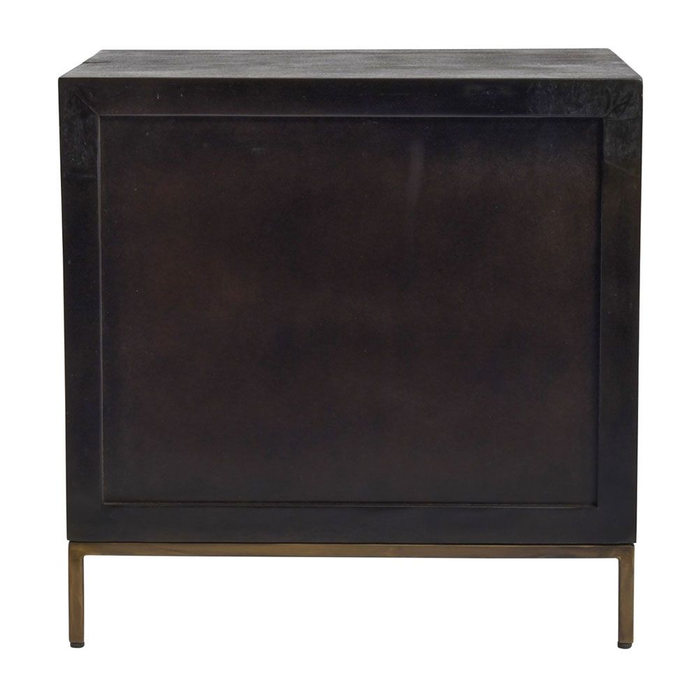 chic bedside table with two drawers and stunning brass detailing handles