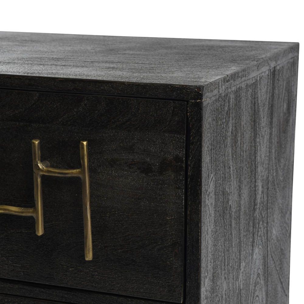 chic bedside table with two drawers and stunning brass detailing handles