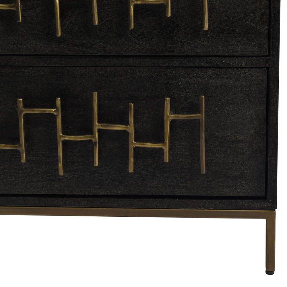chic bedside table with two drawers and stunning brass detailing handles