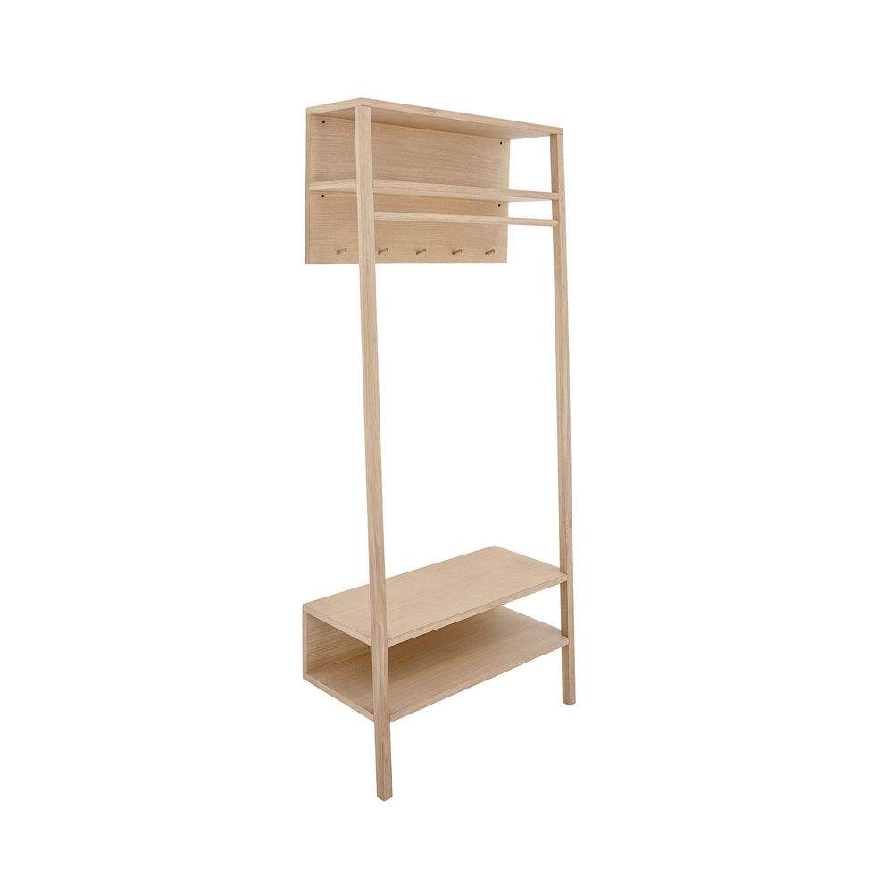 A luxurious natural oak Scandinavian-style clothes rack