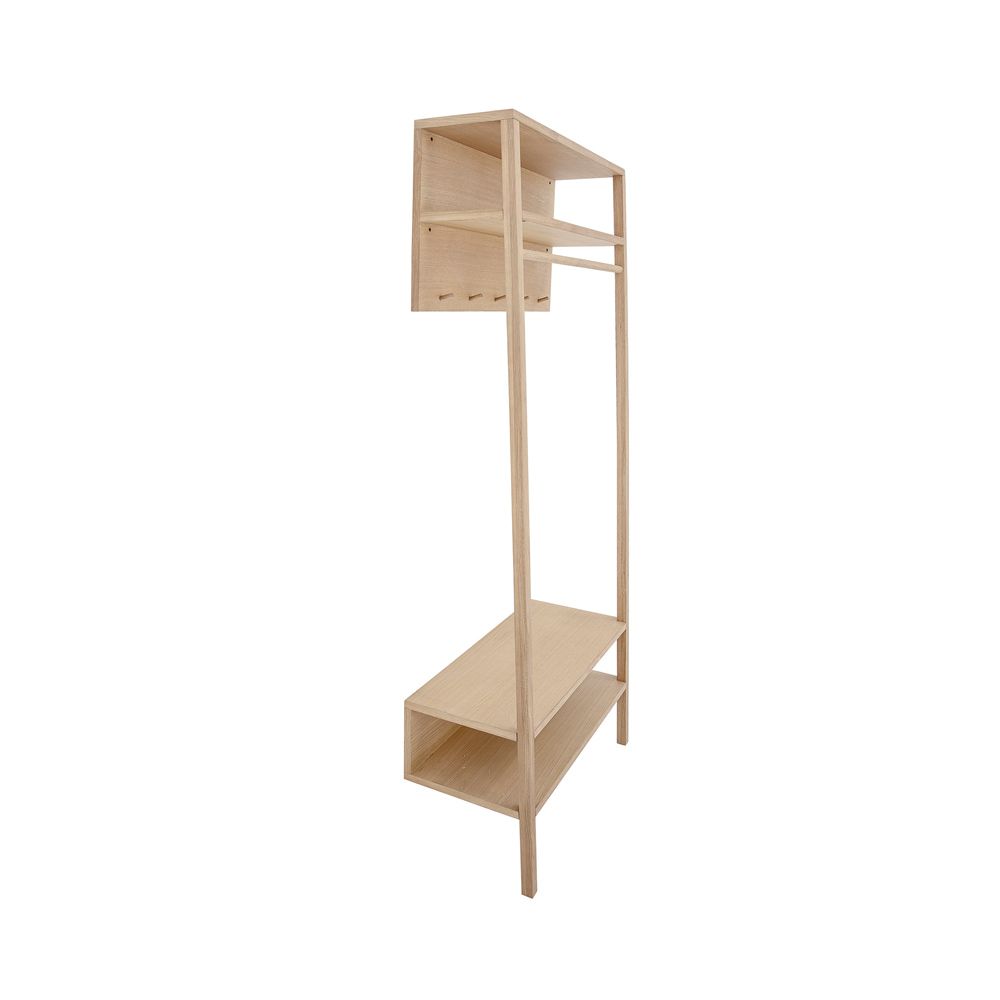 A luxurious natural oak Scandinavian-style clothes rack