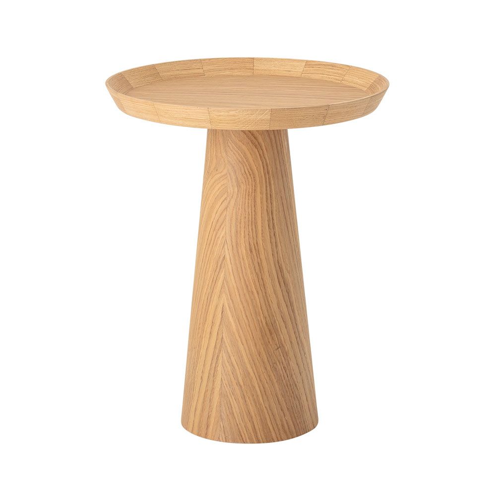 An organic natural oak wood side table