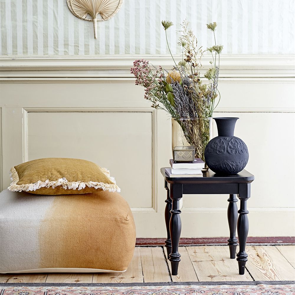 White and orange Ombre square pouffe