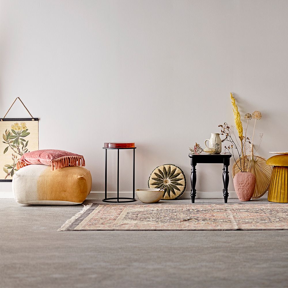 White and orange Ombre square pouffe