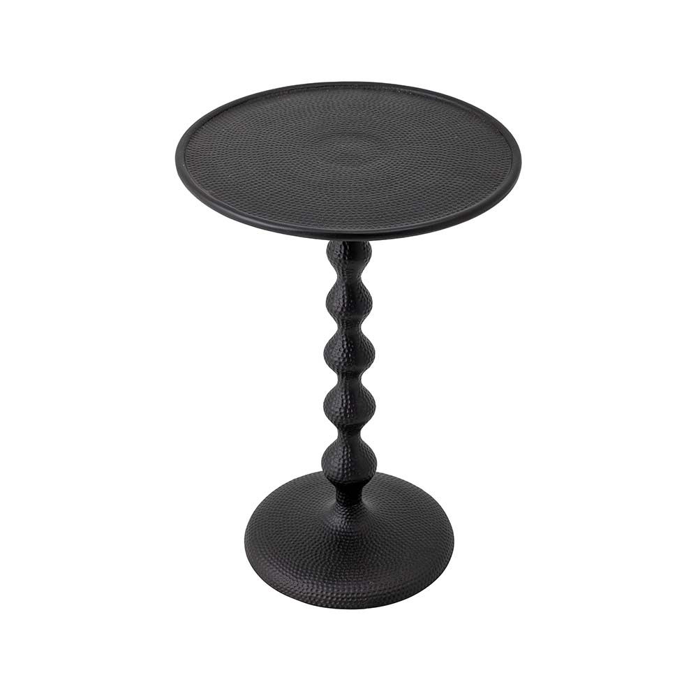 An alternative side table made from black aluminium and a twisted column design