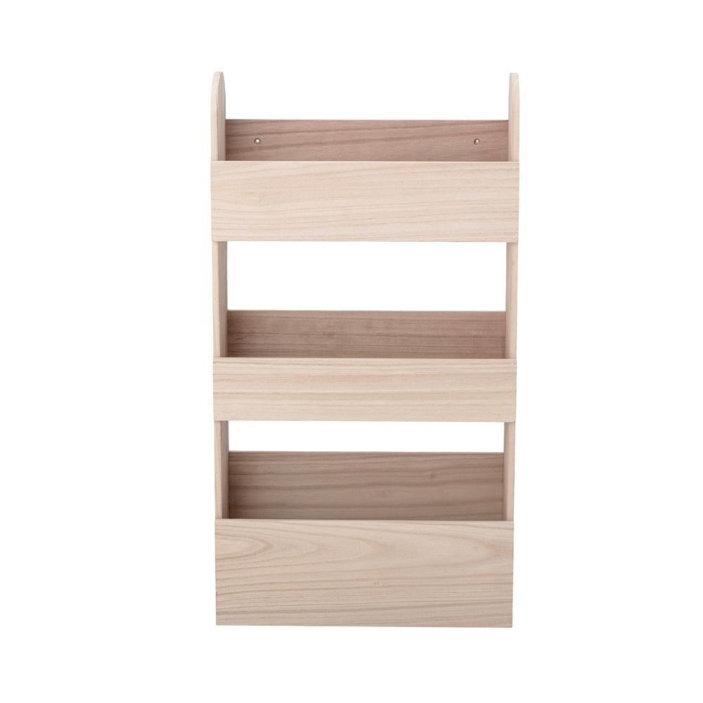 A Scandinavian-style natural paulownia wood shelf storage unit