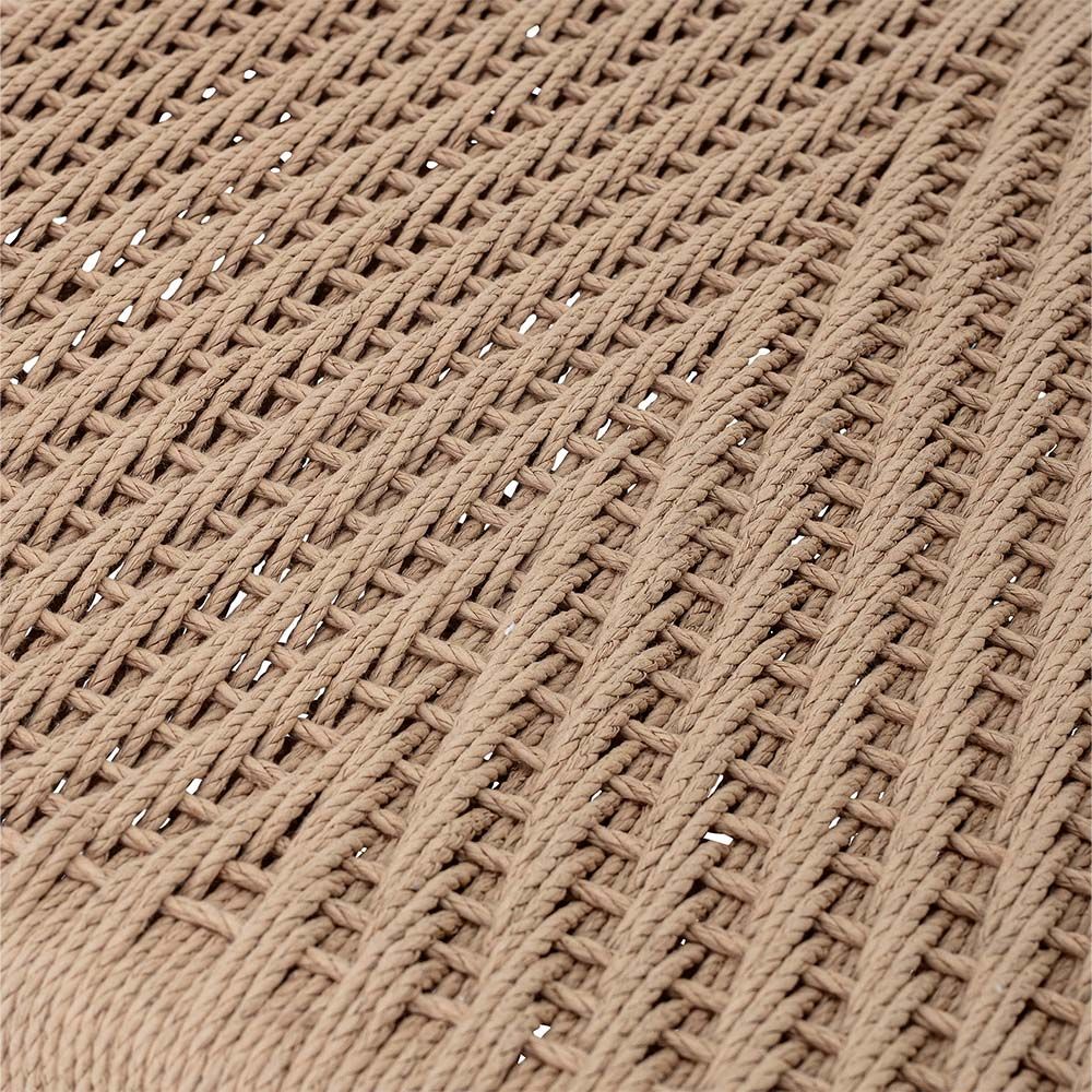 A scandi-inspired light oak chair with a braided seat