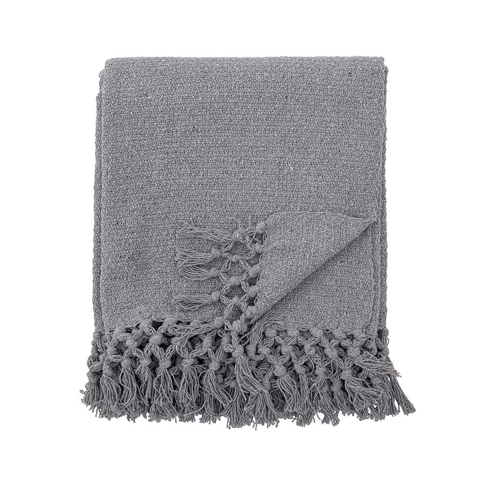 A simple grey throw made from recycled cotton