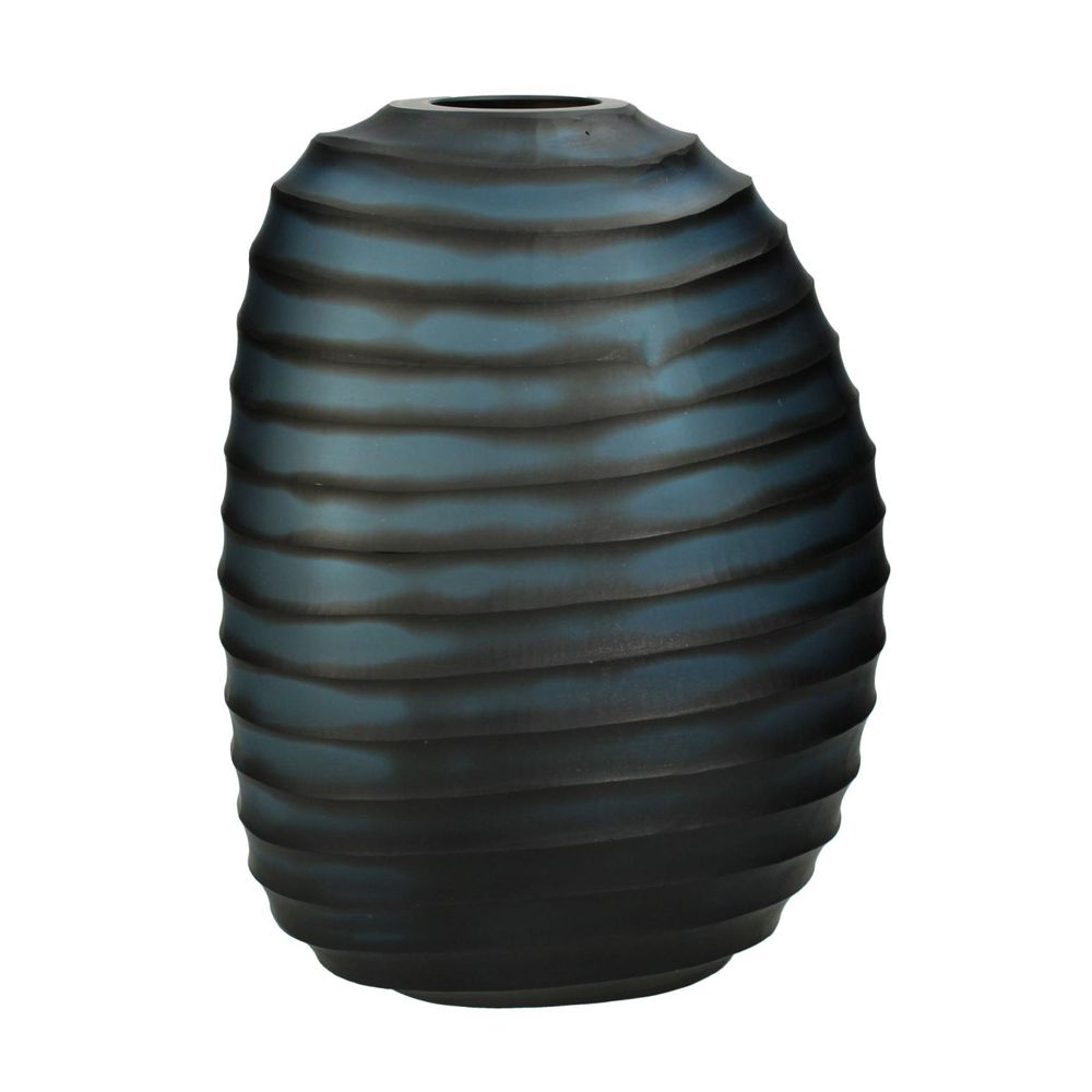 Contemporary tall blue contrasted vase