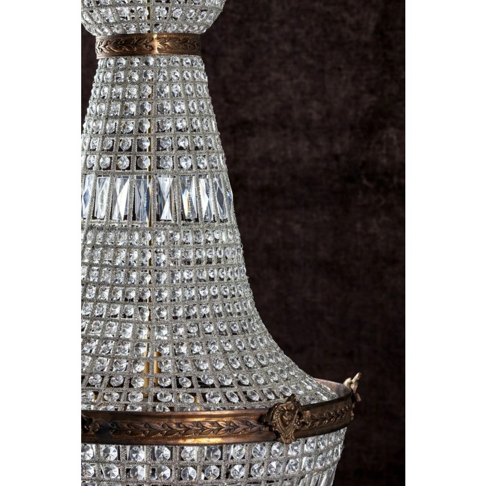 Classic statement empire shape chandelier with cut glass intertwined beading