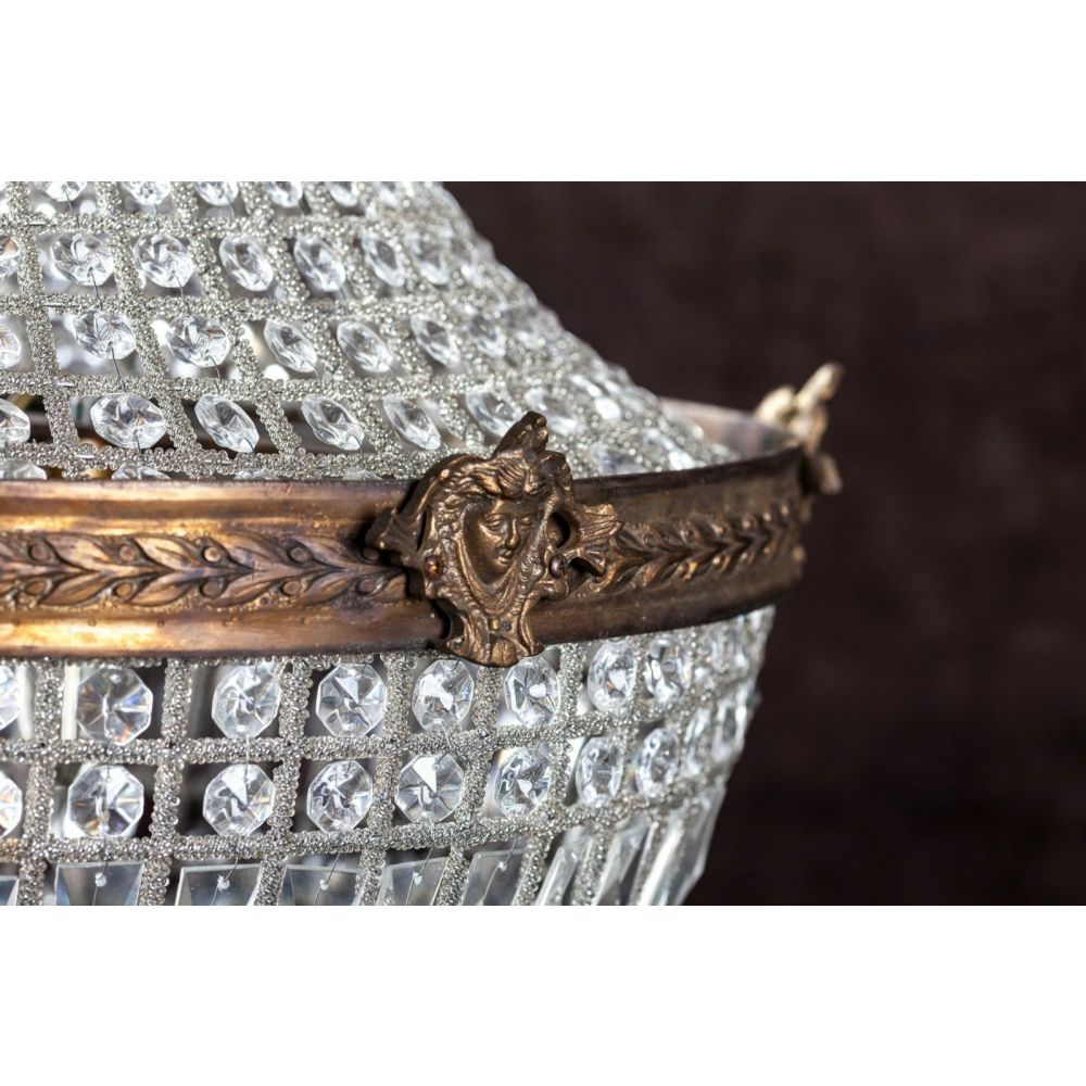 Classic statement empire shape chandelier with cut glass intertwined beading
