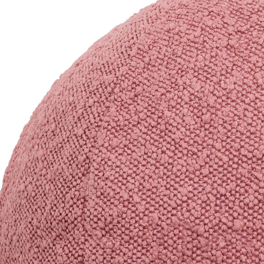 Playful spherical cushion with boucle finish in a gorgeous rose colour
