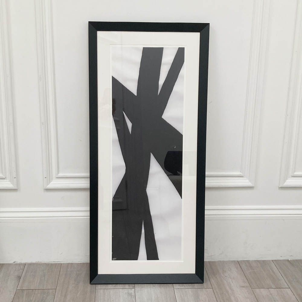 Abstract black and white print with black frame