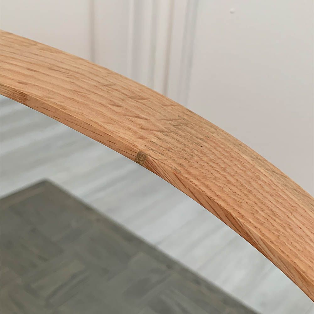 Scandi-inspired rounded mirror with wooden frame