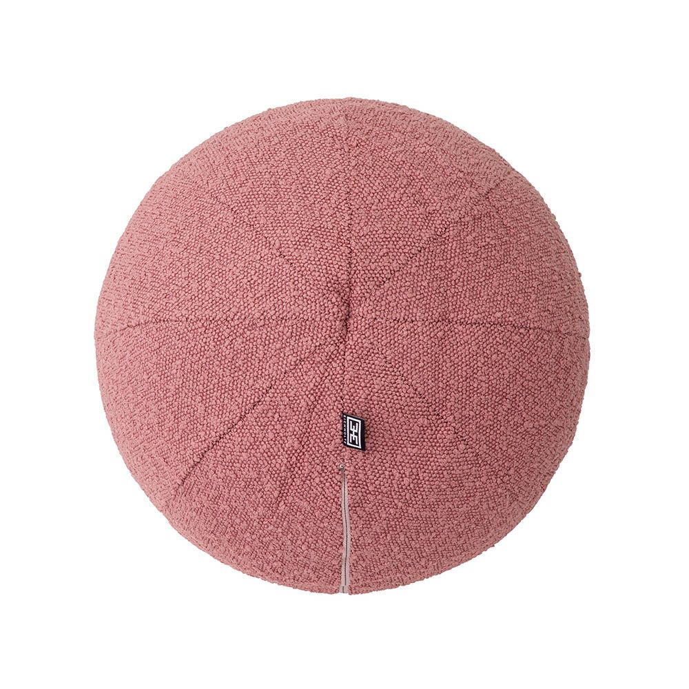 Playful spherical cushion with boucle finish in a gorgeous rose colour