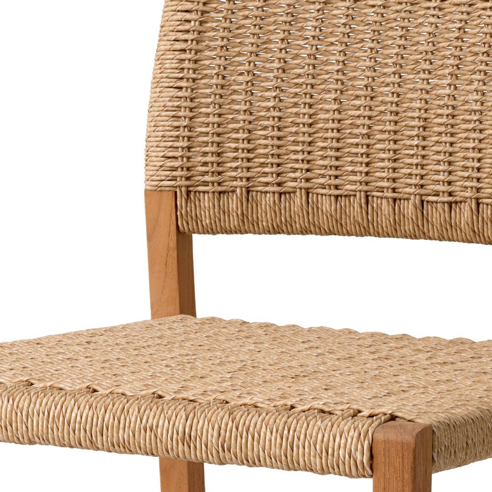 Gorgeous scandi-inspired dining chair with natural woven backrest and wooden legs