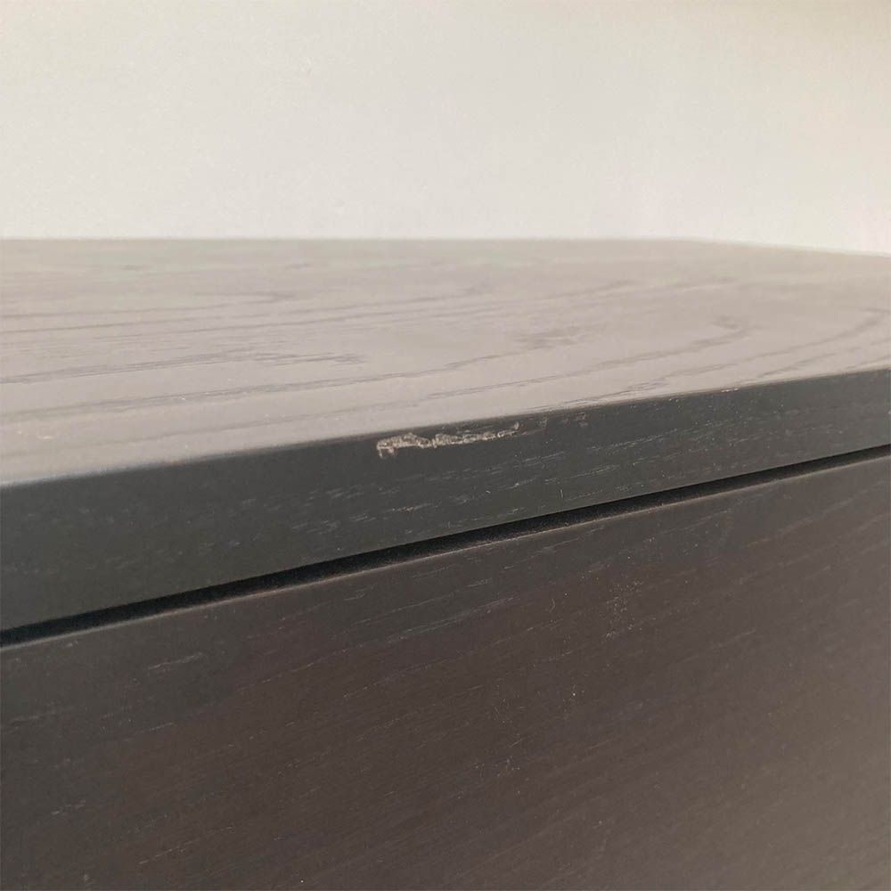 Walnut Matte bedside table with two drawers and gold accents