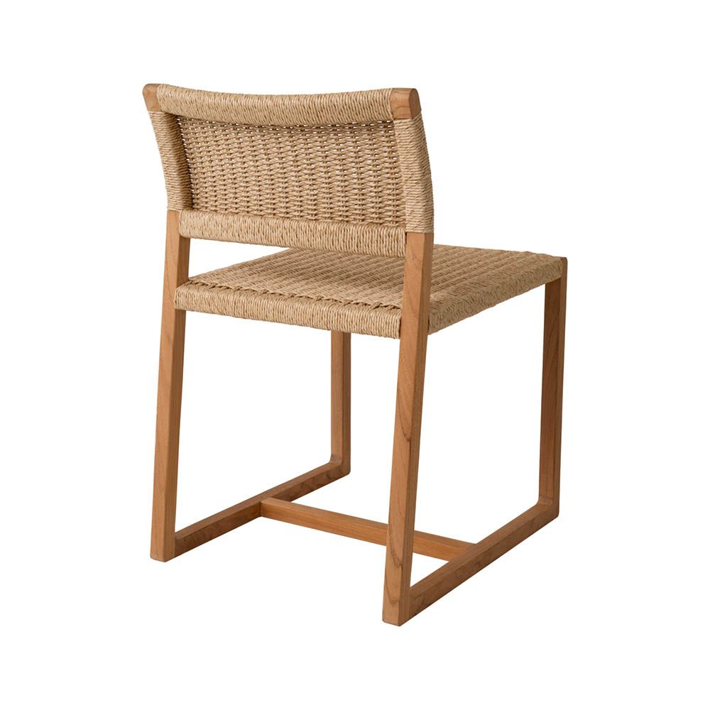 Gorgeous scandi-inspired dining chair with natural woven backrest and wooden legs