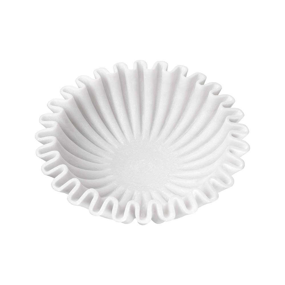 Eye-catching ruffled edge bowl in white marble