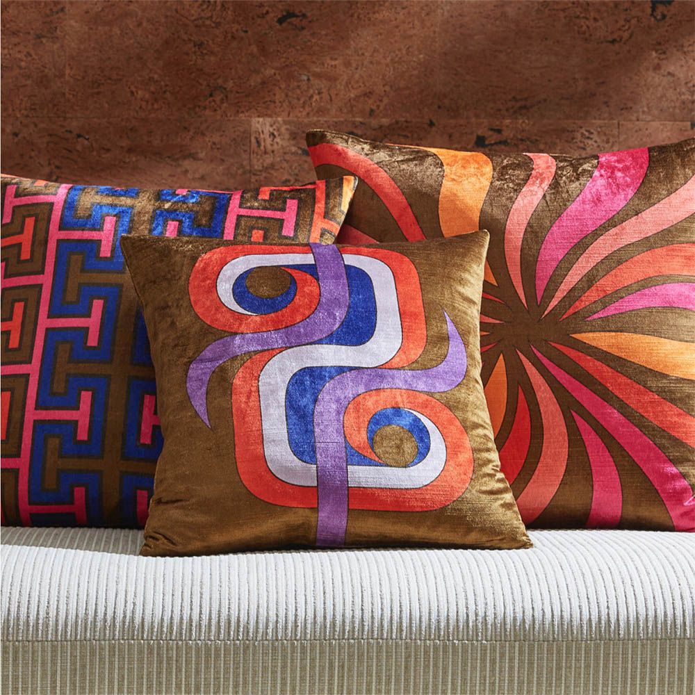 Glamorous and colourful cushion in sumptuous velvet finish