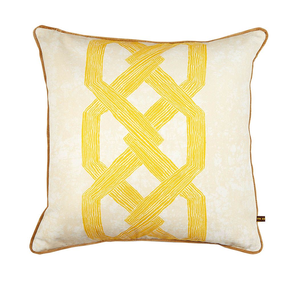 Bright luxurious cushion with yellow pattern