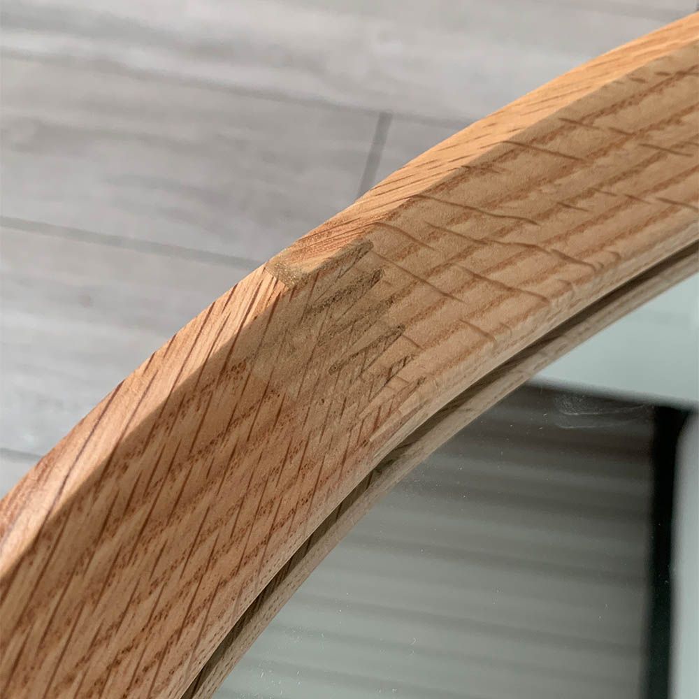 Scandi-inspired rounded mirror with wooden frame