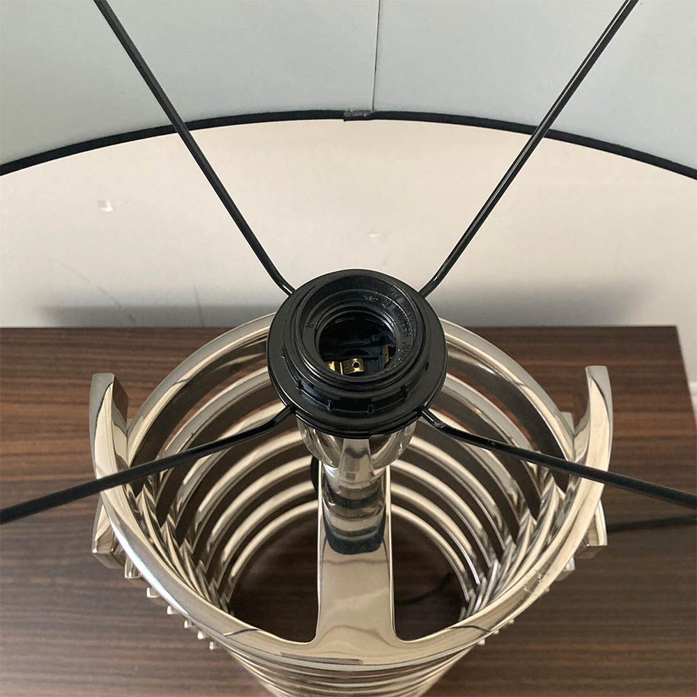 contemporary lamp with nickel finish and black shade