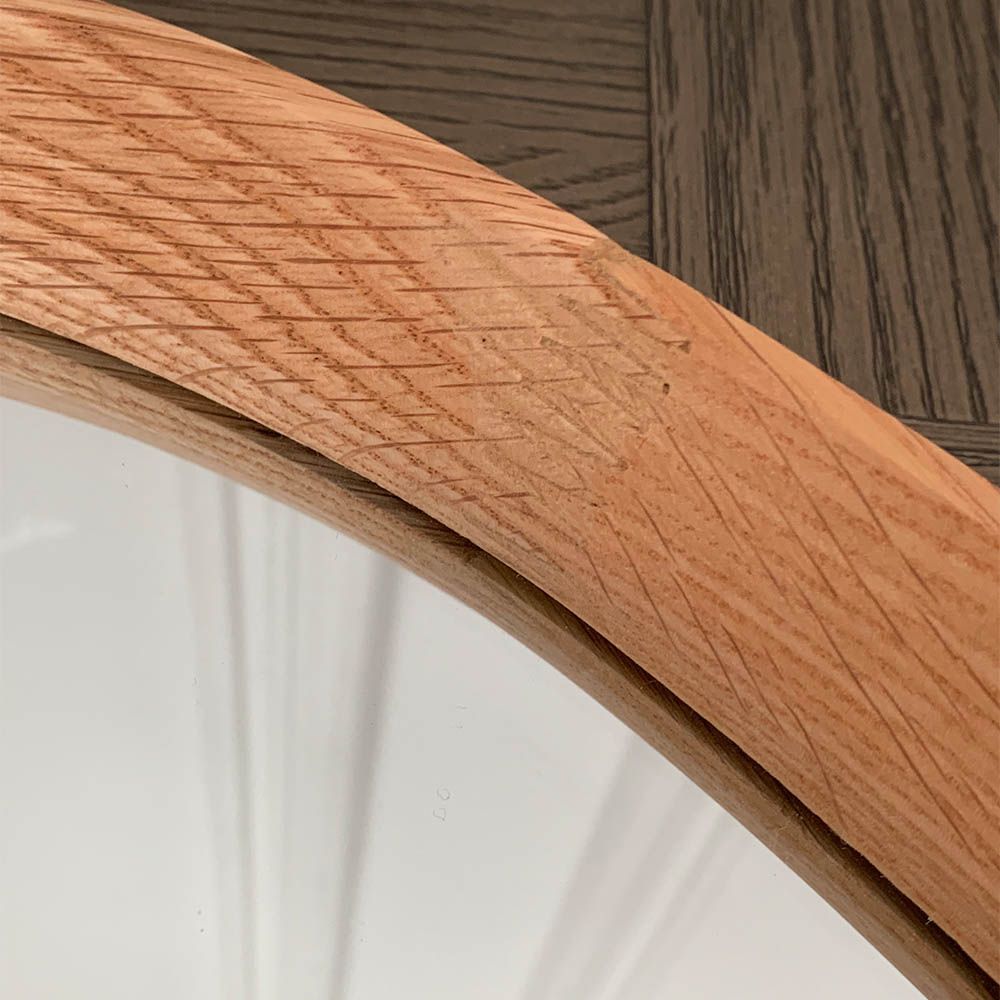 Scandi-inspired rounded mirror with wooden frame