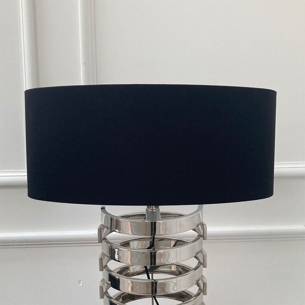 contemporary lamp with nickel finish and black shade