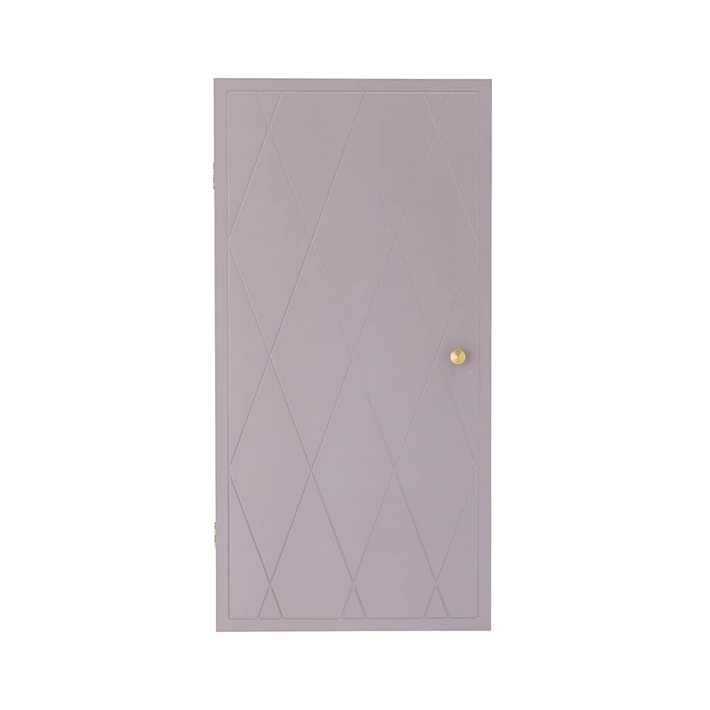 Gorgeous lilac storage cabinet with embossed diamond pattern and brass handle