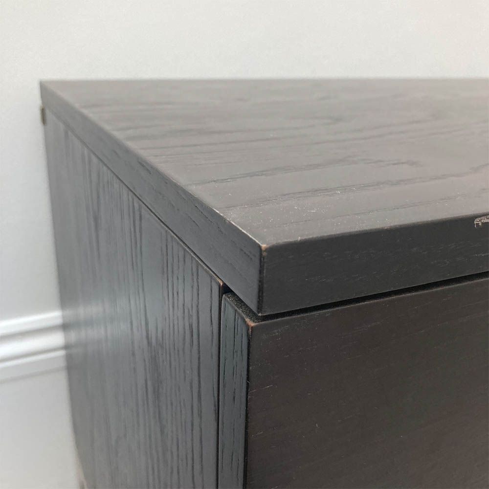 Walnut Matte bedside table with two drawers and gold accents