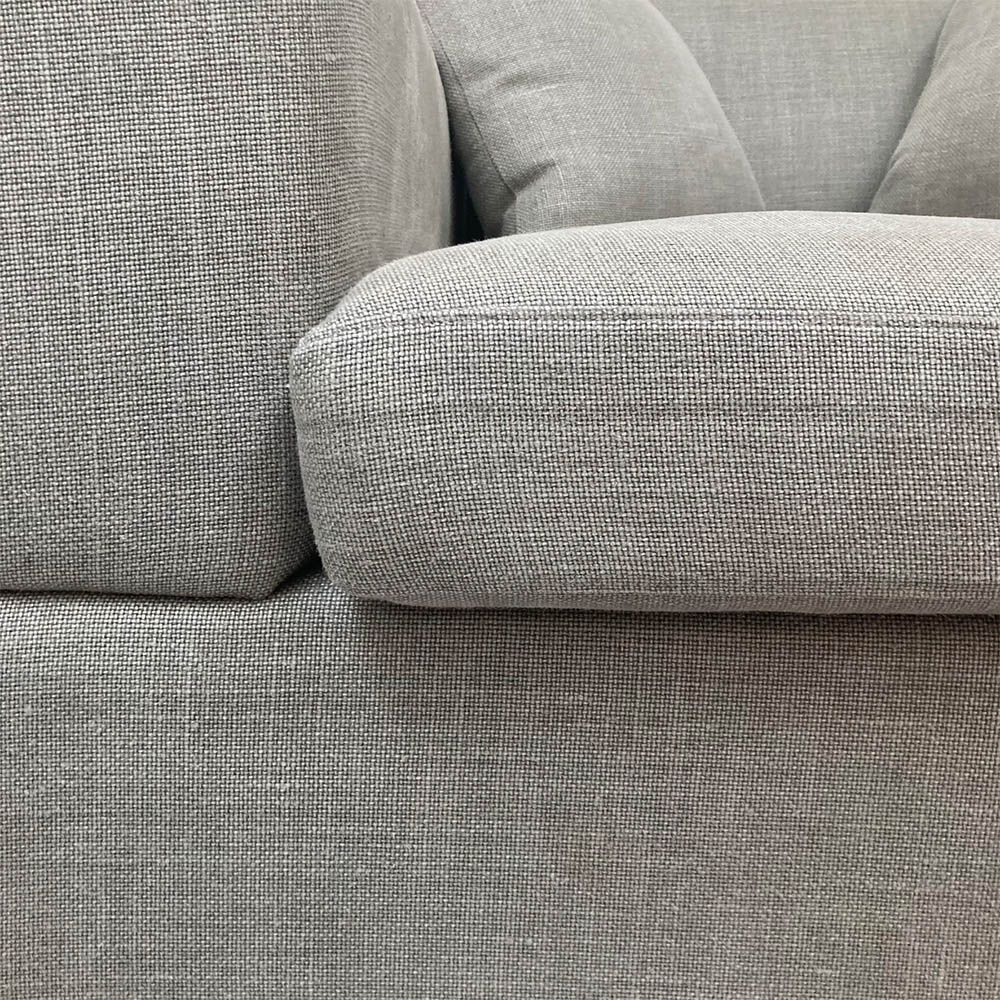 Ultra cosy grey linen sofa with two scatter cushions