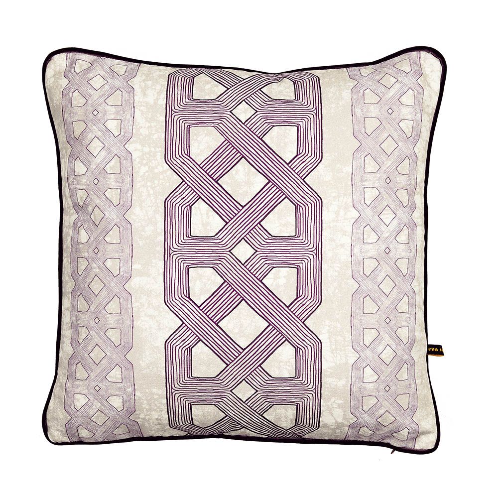 Luxurious purple cushion with mesmerising African inspired print 