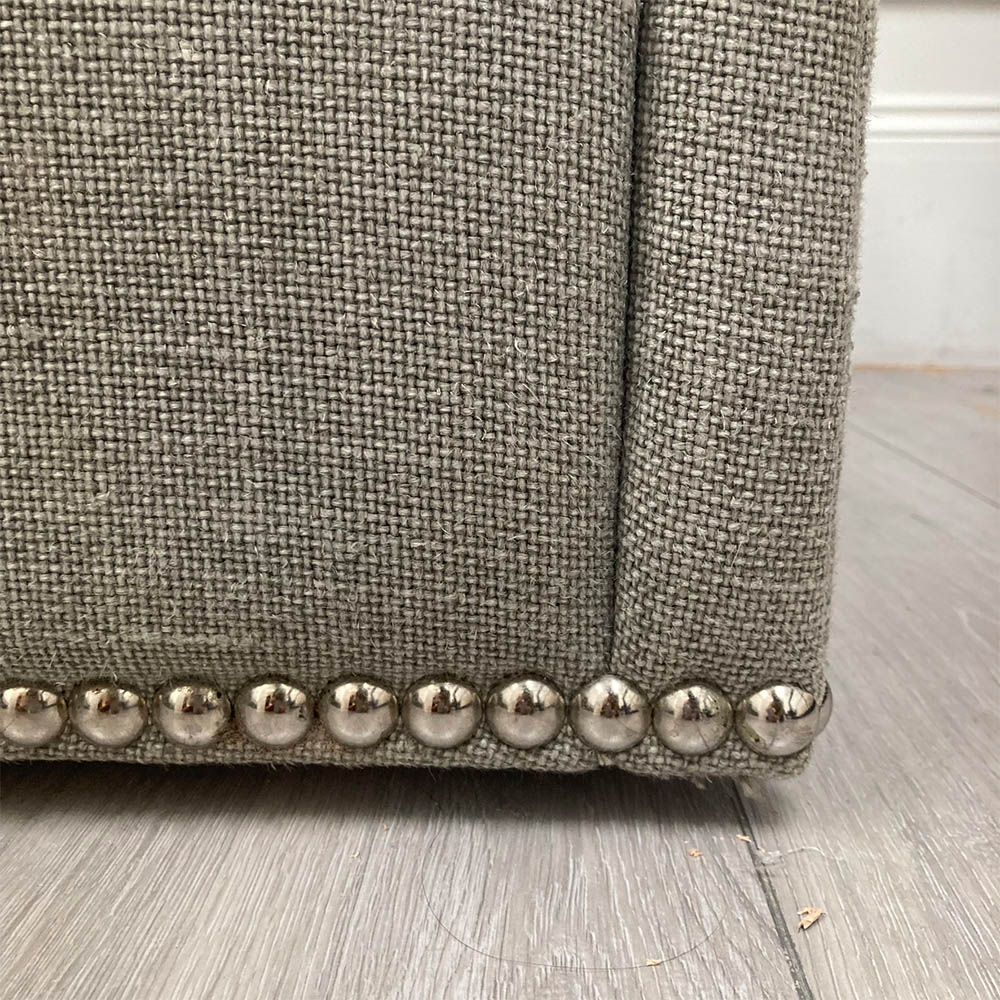 Ultra cosy grey linen sofa with two scatter cushions