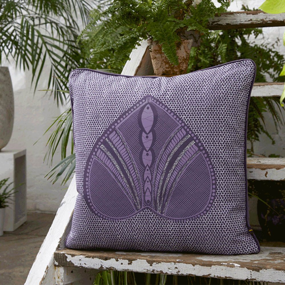 Elegant purple cushion inspired by exquisite African design