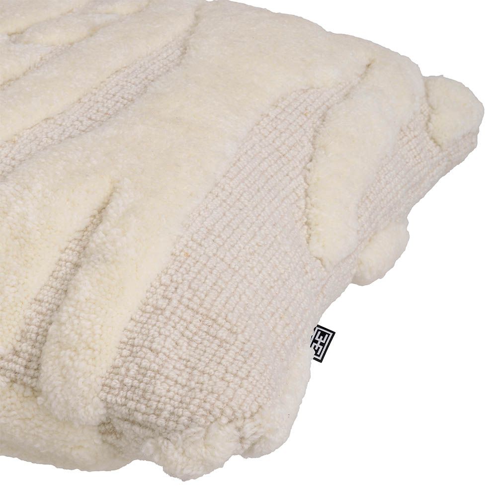 Cosy wool textured cushion in ivory