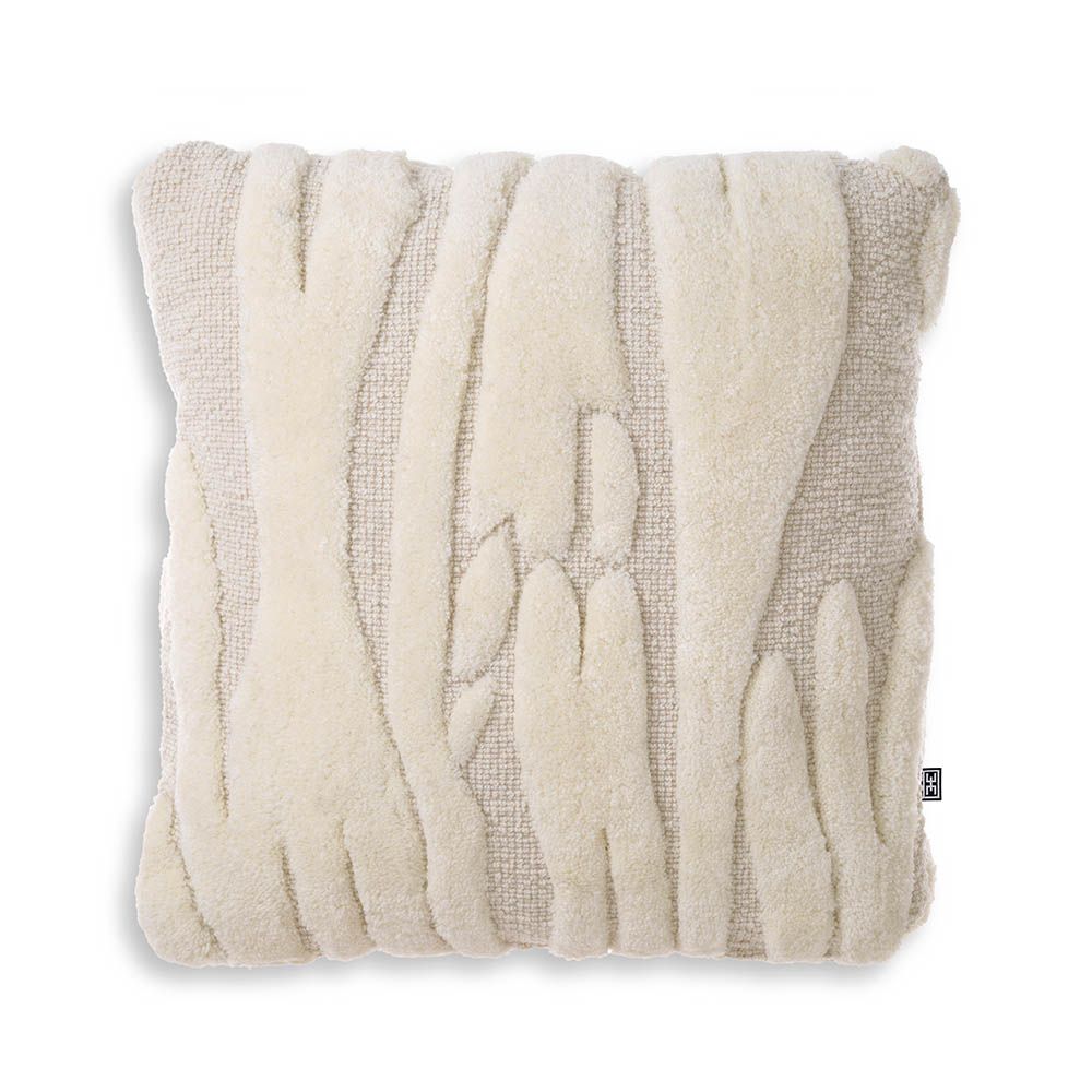 Cosy wool textured cushion in ivory