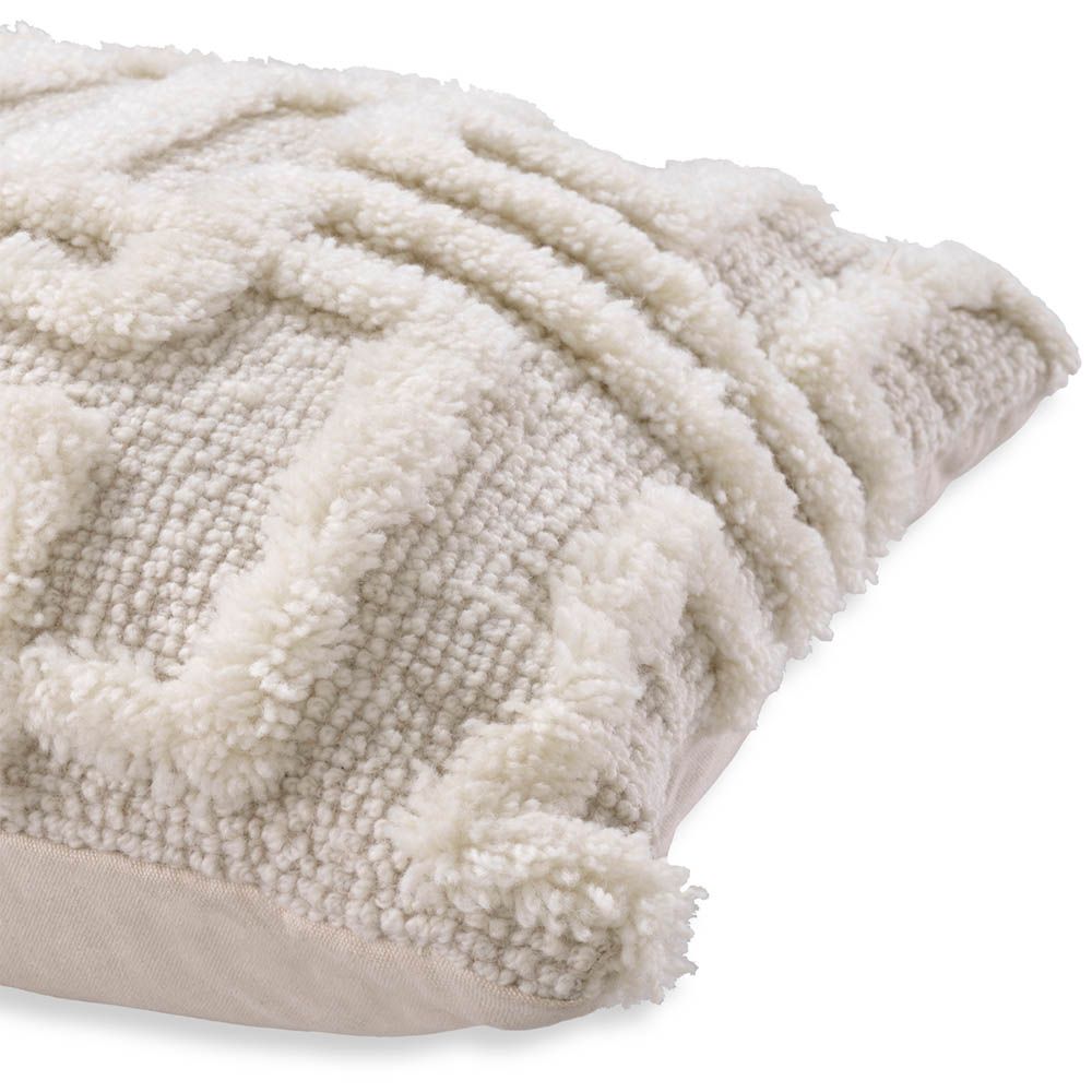 Cosy wool and boucle textured cushion in ivory