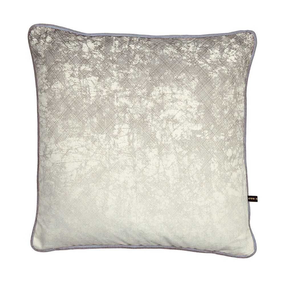 Sophisticated and plush grey pillow with a dazzling red piping