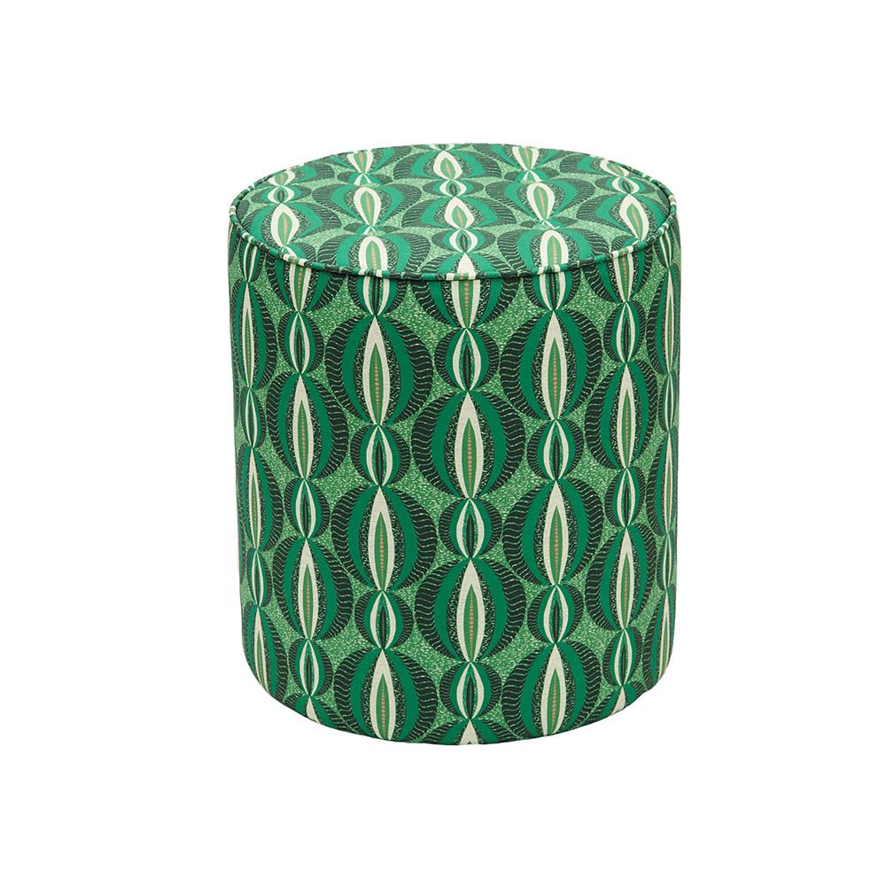 Captivating graphic appeal pouffe with a gorgeous green pattern