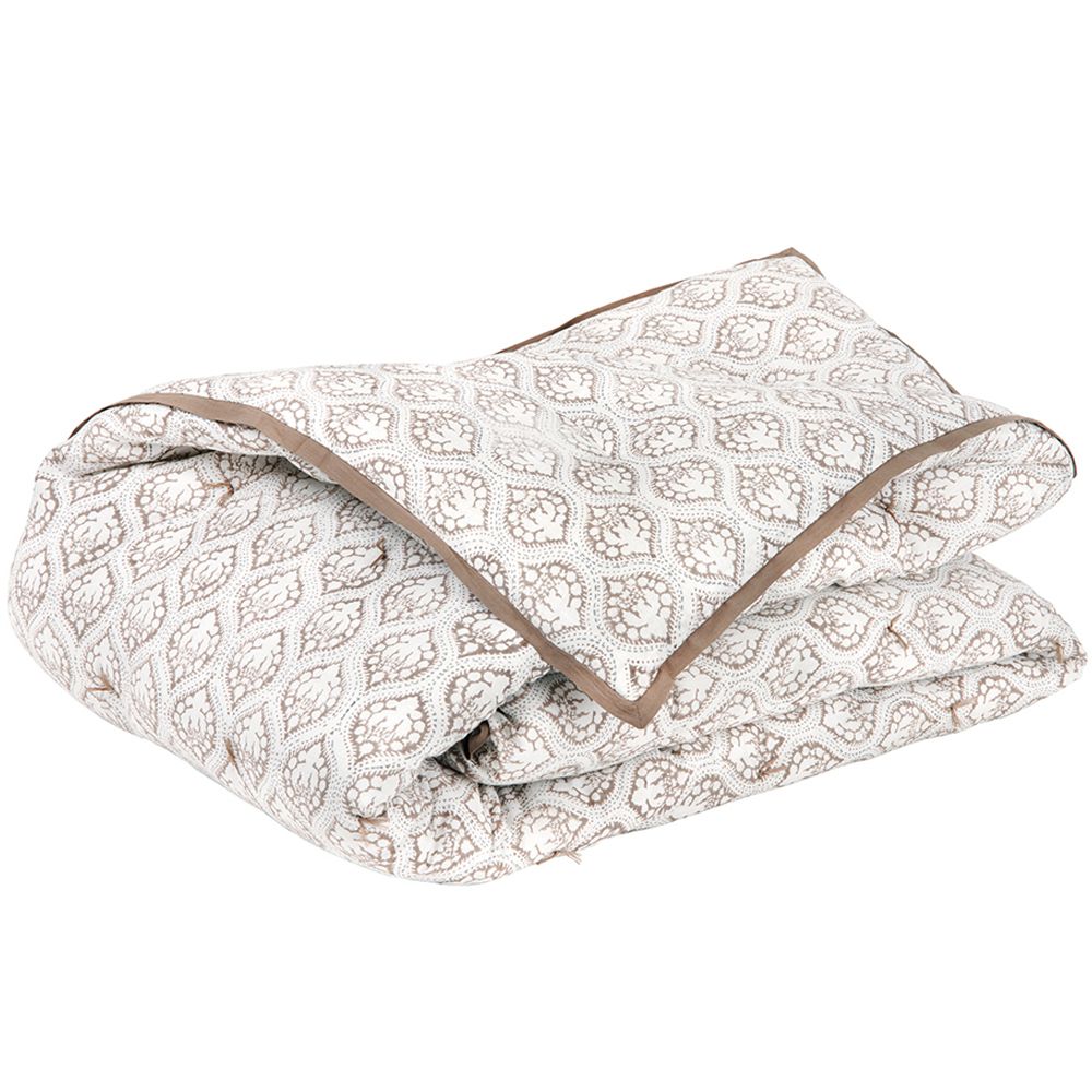 lovely taupe patterned bedspread 